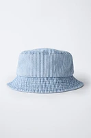 STRIPED DENIM BUCKET HAT