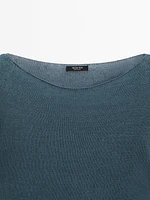 Linen blend cutwork sweater