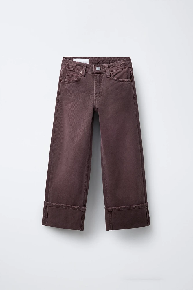 FOLDED WIDE LEG JEANS
