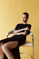 RUCHED MIDI DRESS