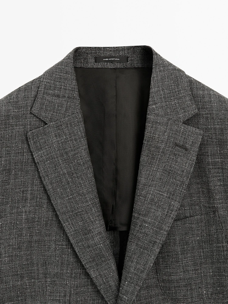 Blazer en lin et coton mélangés