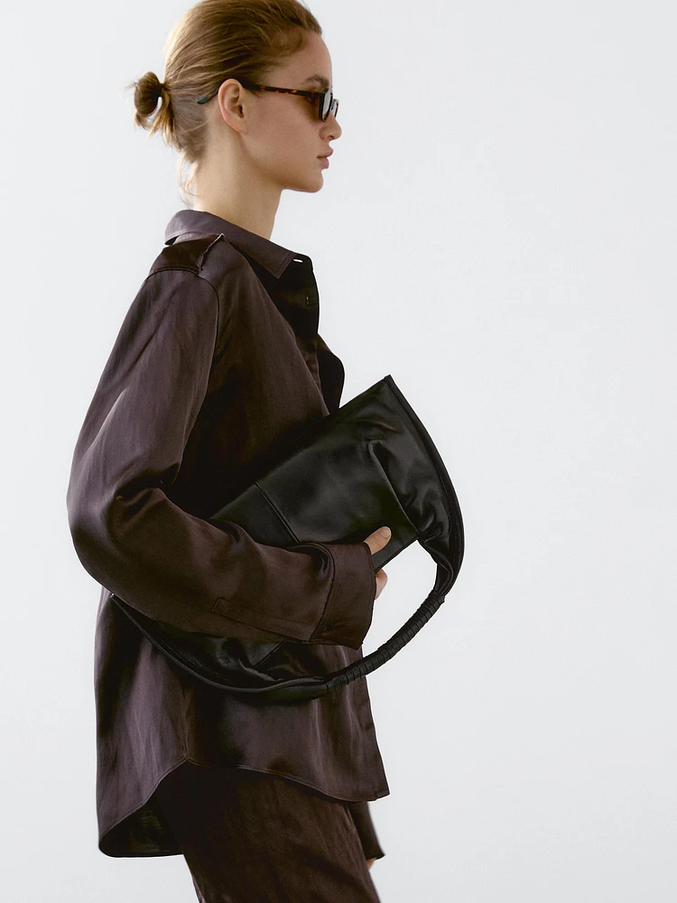 Flowing long sleeve satin shirt