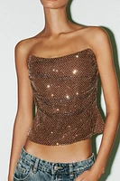 RHINESTONE DRAPED TOP