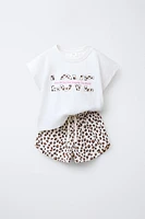 CROPPED T-SHIRT AND PRINTED BERMUDA SET