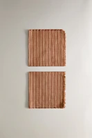 SET OF STRIPED COTTON NAPKINS WITH FRINGING
