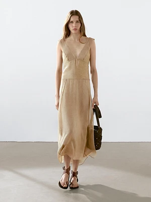 Flowing V-neck midi dress