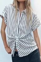 CHEMISE À RAYURES NŒUD AVEC LIN
