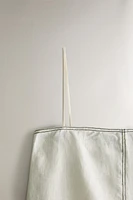 LINEN TOP WITH TOPSTITCHING