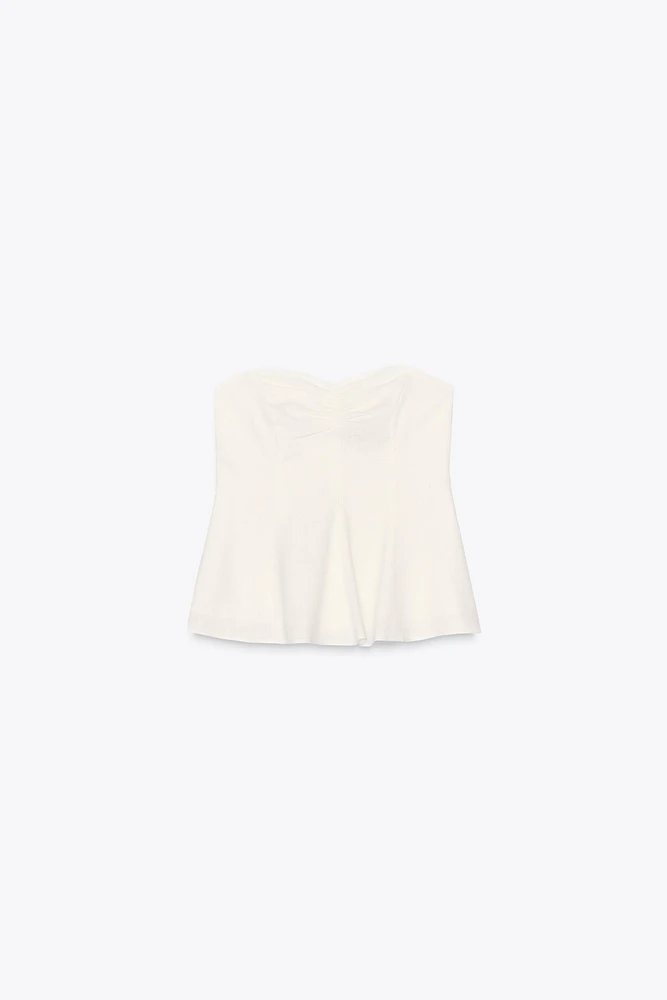 STRAPLESS LINEN TOP