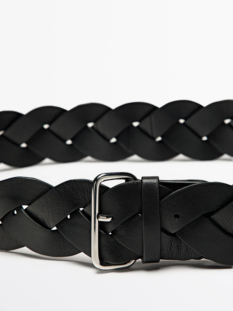 Braided nappa leather belt