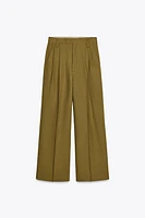 PANTALON À PINCES EN MÉLANGE DE LIN COLLECTION ZW