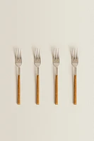 SET OF DESSERT FORKS WITH WOOD-DESIGN HANDLES (SET OF 4)