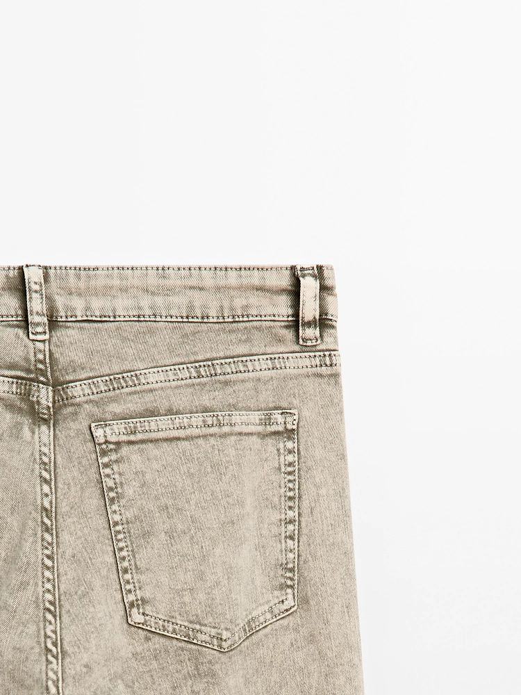 Mid-rise straight-leg cotton blend jeans