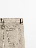Mid-rise straight-leg cotton blend jeans