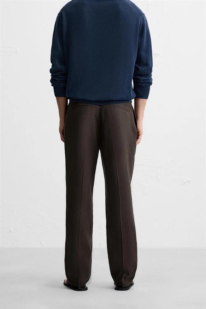 100% LINEN PLEATED PANTS