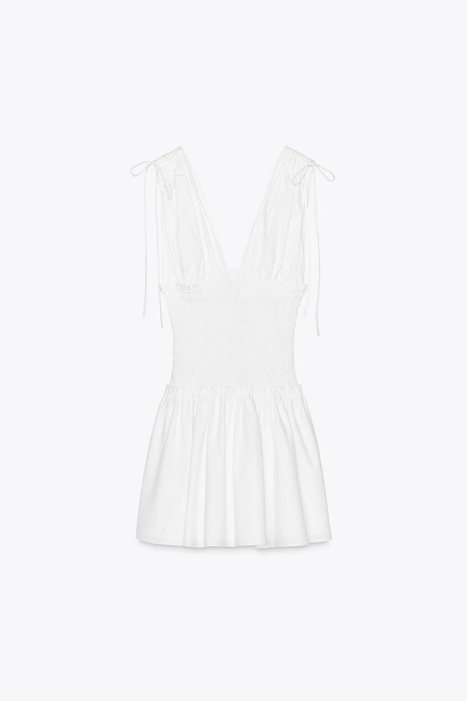 ROBE EN POPELINE À NŒUDS