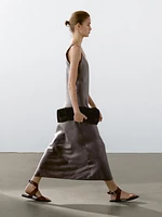 Linen blend midi dress