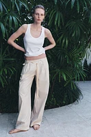 STRIPED POPLIN PANTS