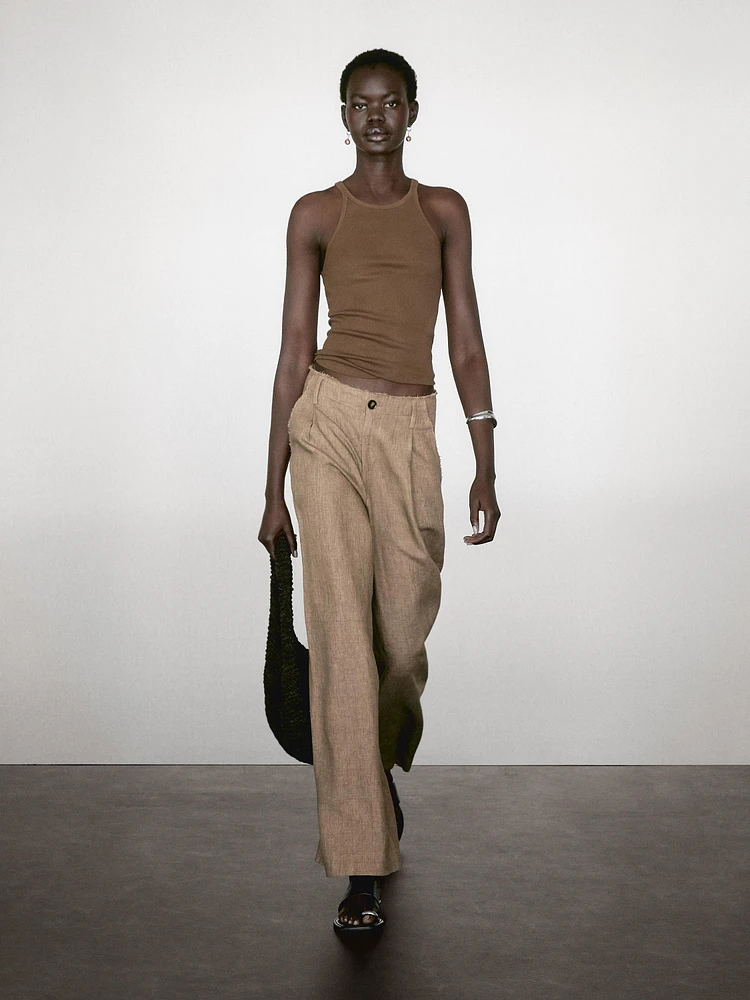 Pantalon fluide à pinces 100 % lin