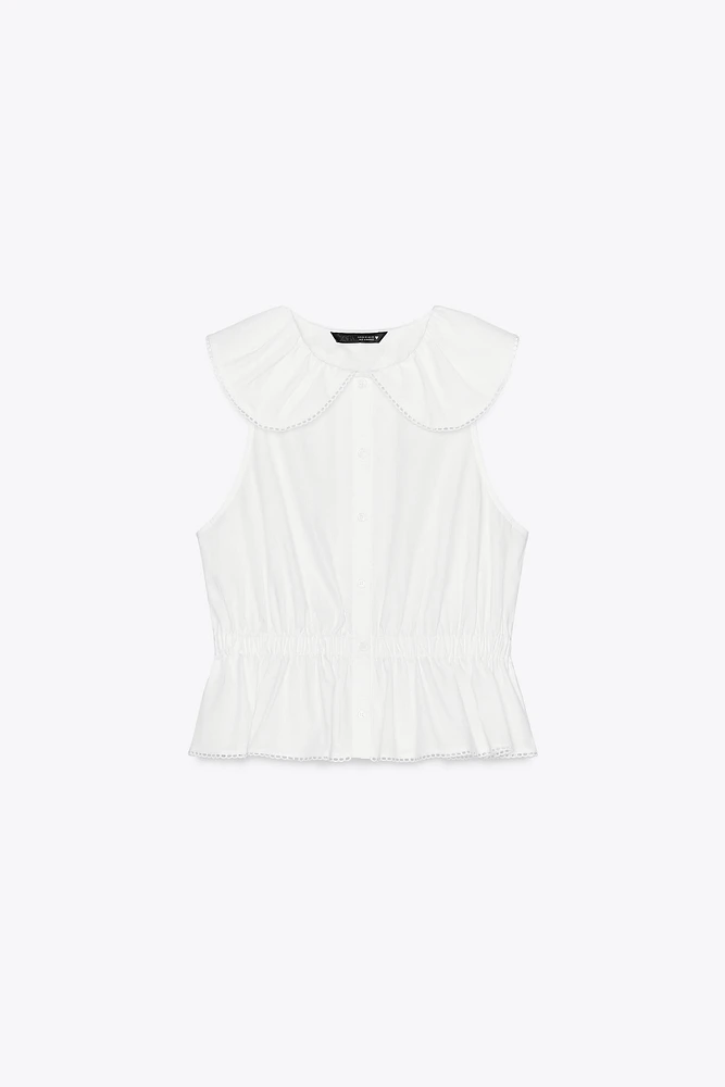 PETER PAN COLLAR POPLIN TOP