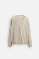TEXTURED LINEN CARDIGAN