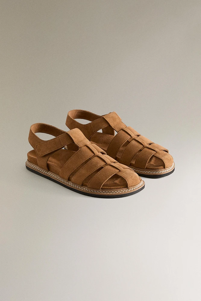LEATHER CAGE SANDALS