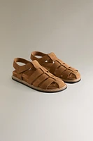 LEATHER CAGE SANDALS