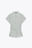 CHEMISE À RAYURES NŒUD AVEC LIN