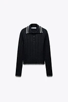 PIPING KNIT POLO SWEATER