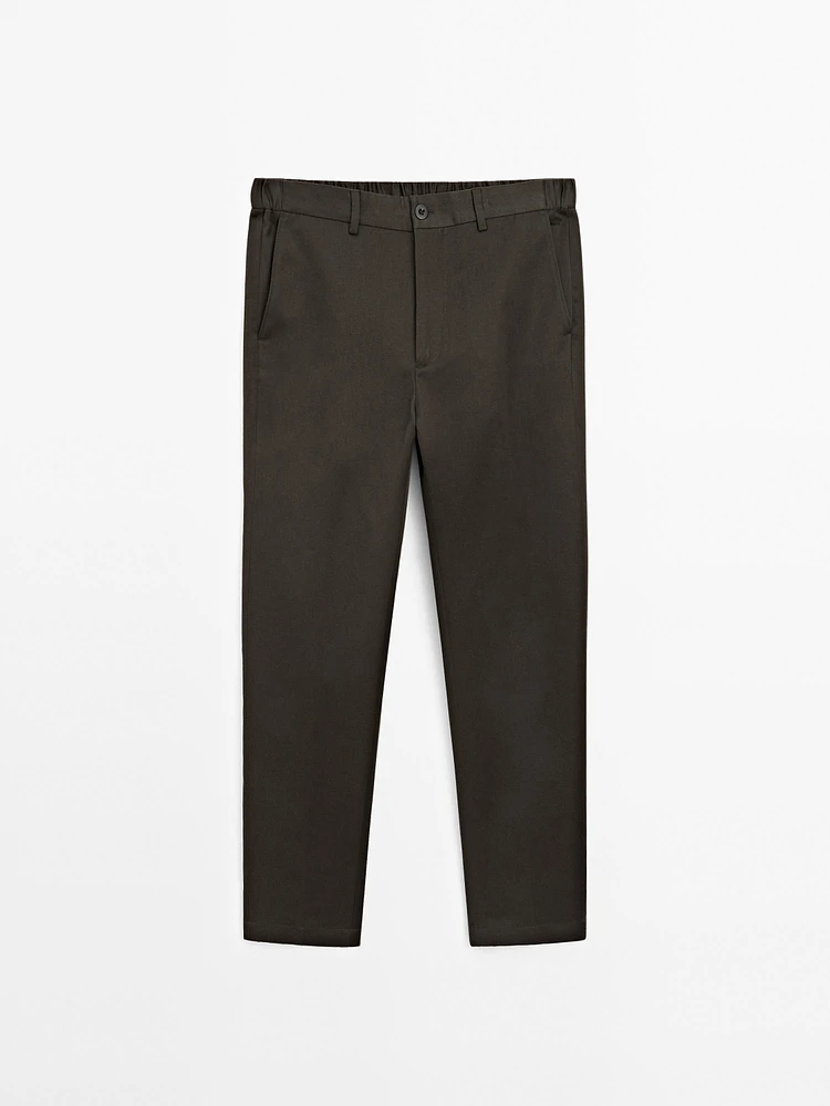 Cotton blend jogger fit trousers