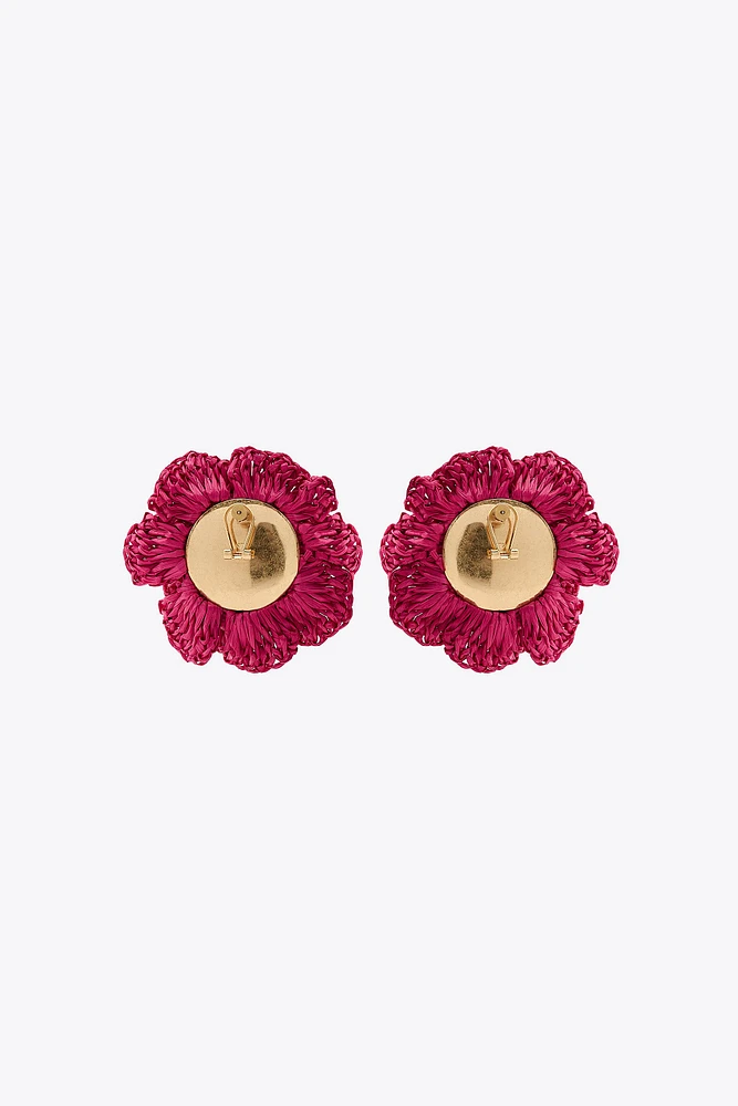 RAFFIA FLOWER SPARKLE EARRINGS