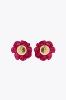 RAFFIA FLOWER SPARKLE EARRINGS