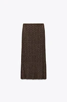 CABLE KNIT WOOL BLEND MIDI SKIRT