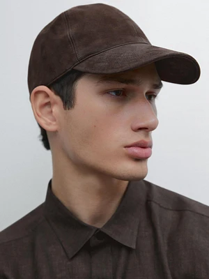 Suede leather cap