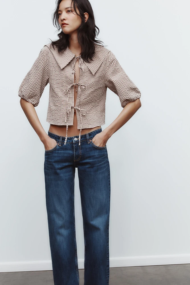 BIB COLLAR GINGHAM SHIRT