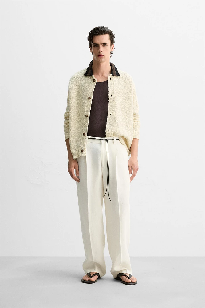 CONTRAST COLLAR CARDIGAN