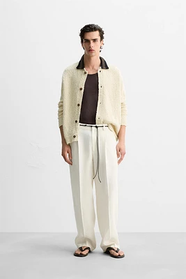 CONTRAST COLLAR CARDIGAN