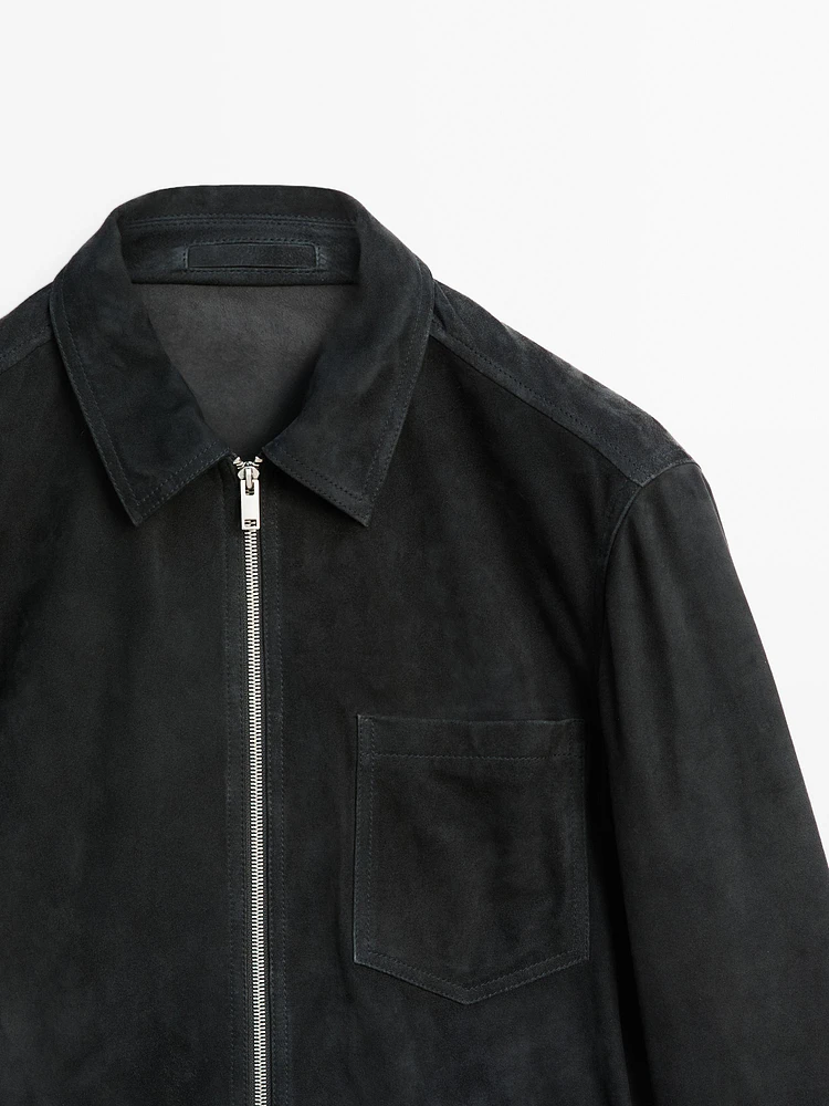 Blouson en cuir effet daim