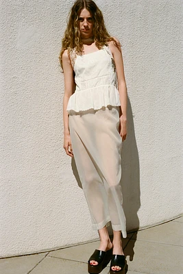 EMBROIDERED FLOWER TIE TOP