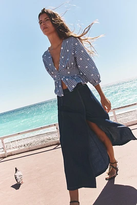 EMBROIDERED GINGHAM TOP