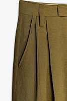 PANTALON À PINCES EN MÉLANGE DE LIN COLLECTION ZW