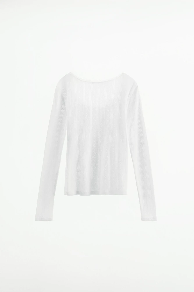 LACE TRIM POINTELLE T-SHIRT