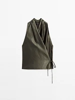 Top jacquard à encolure américaine cache-cœur