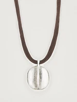 Collier feuille cordon soie