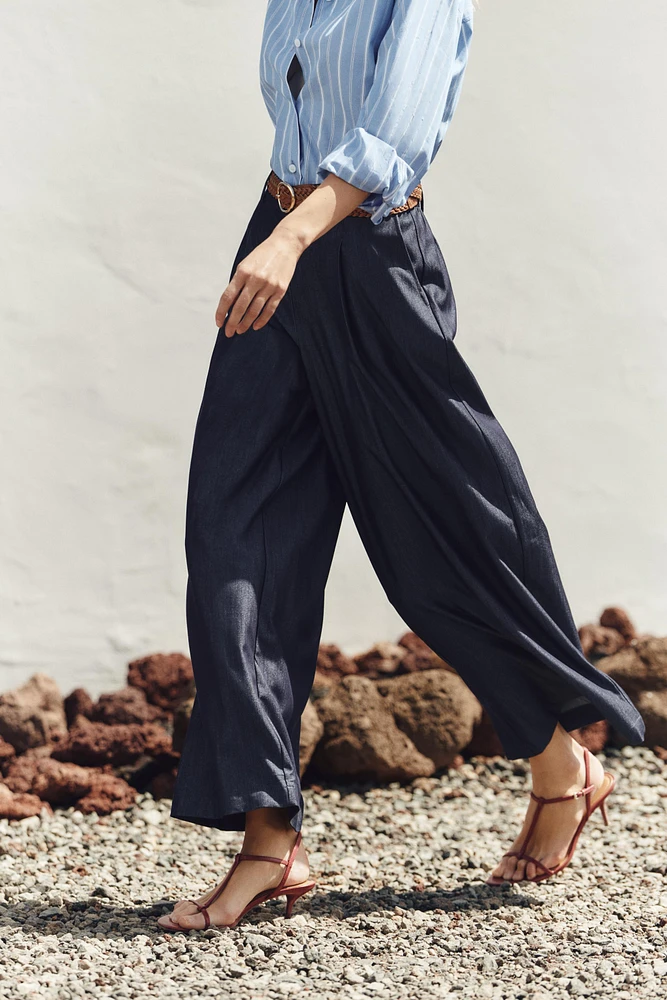 WIDE LEG BELTED PANTS