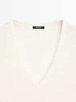100% linen V-neck T-shirt