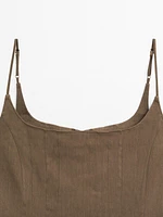 Flowing strappy linen blend top