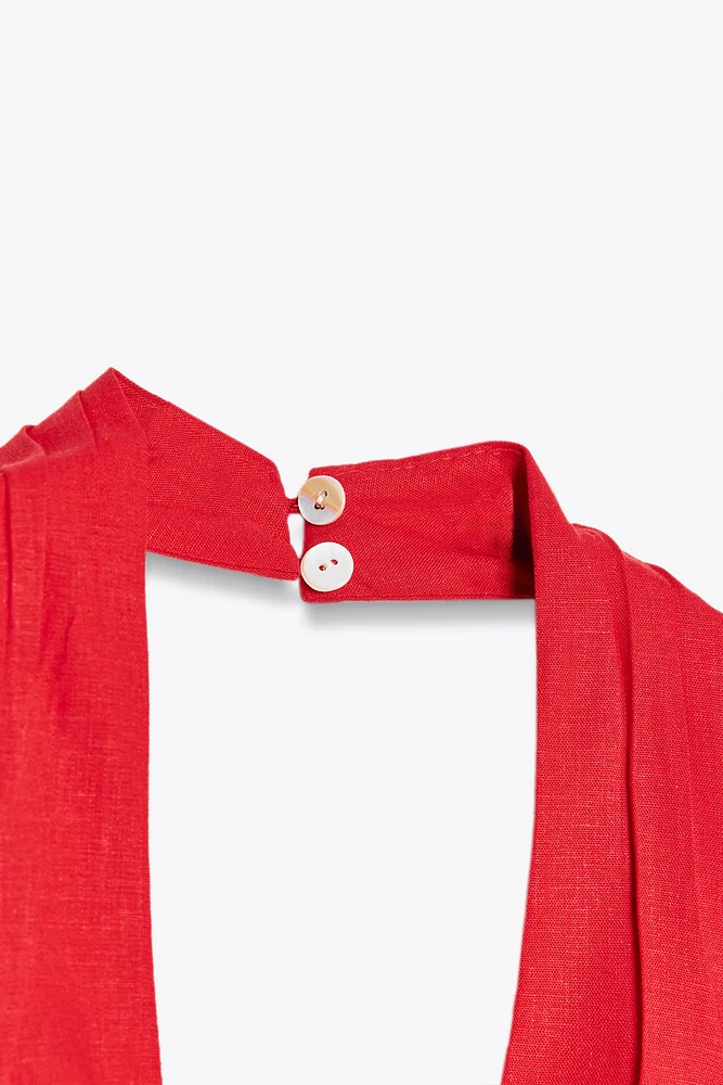 ROBE MIDI DRAPÉE EN LIN