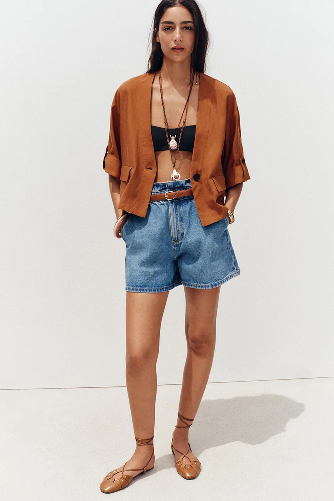 BERMUDA Z1975 EN JEAN PAPERBAG CEINTURE