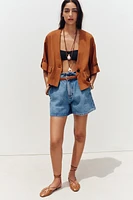 BERMUDA Z1975 EN JEAN PAPERBAG CEINTURE